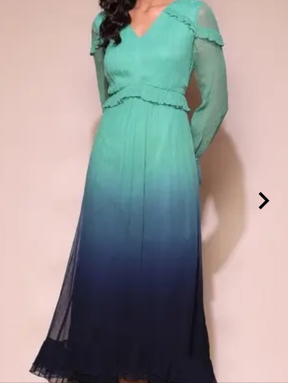 Ombre Mint to Navy Long Sleeve Maxi Dress